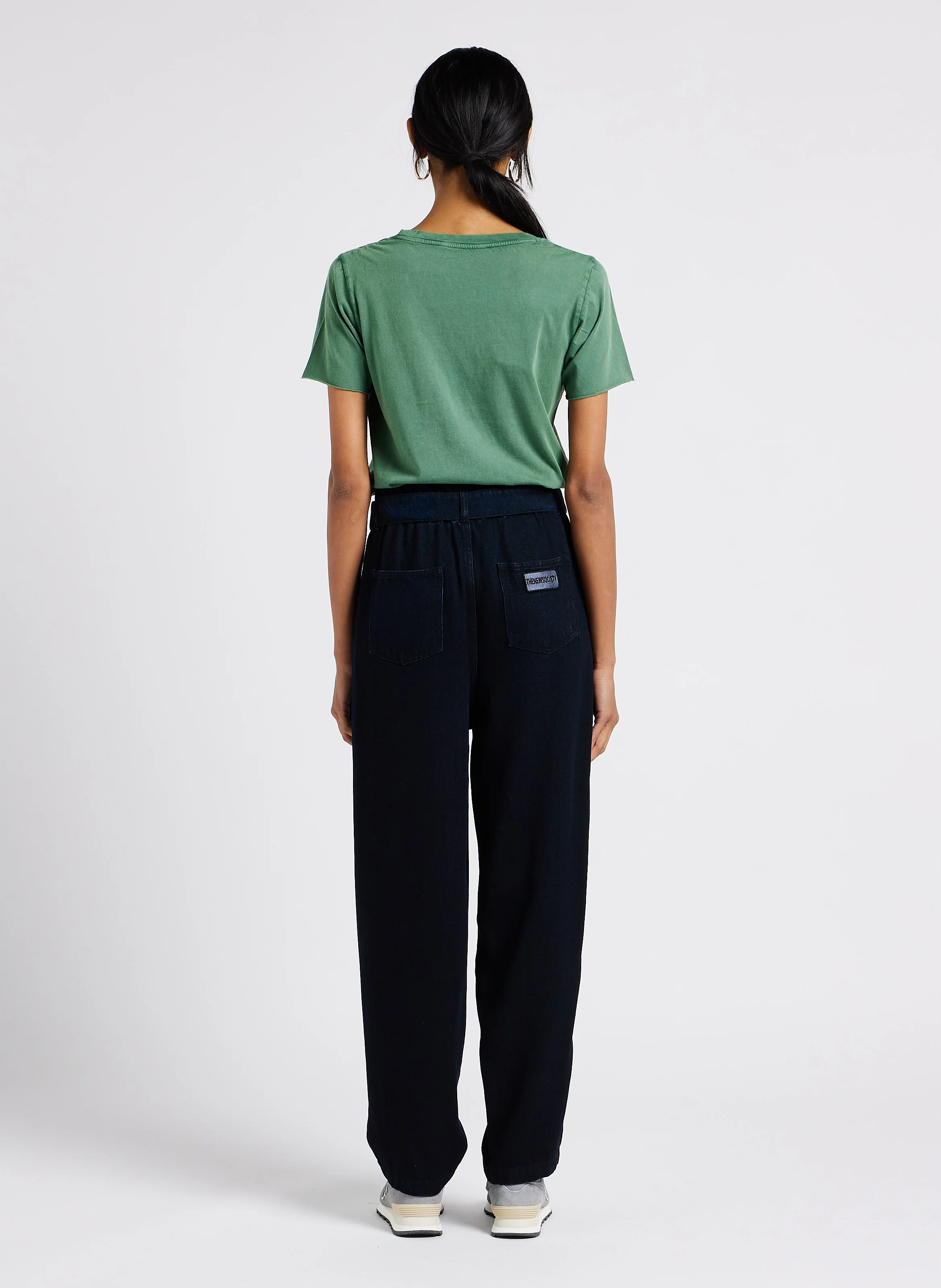 YOLANDA - Pantalon droit taille haute ceinturé| Noir