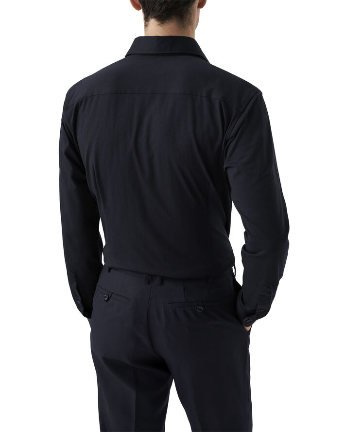 ETON Slim Fit Navy Blue Solid Four-Flex Stretch Shirt Blå