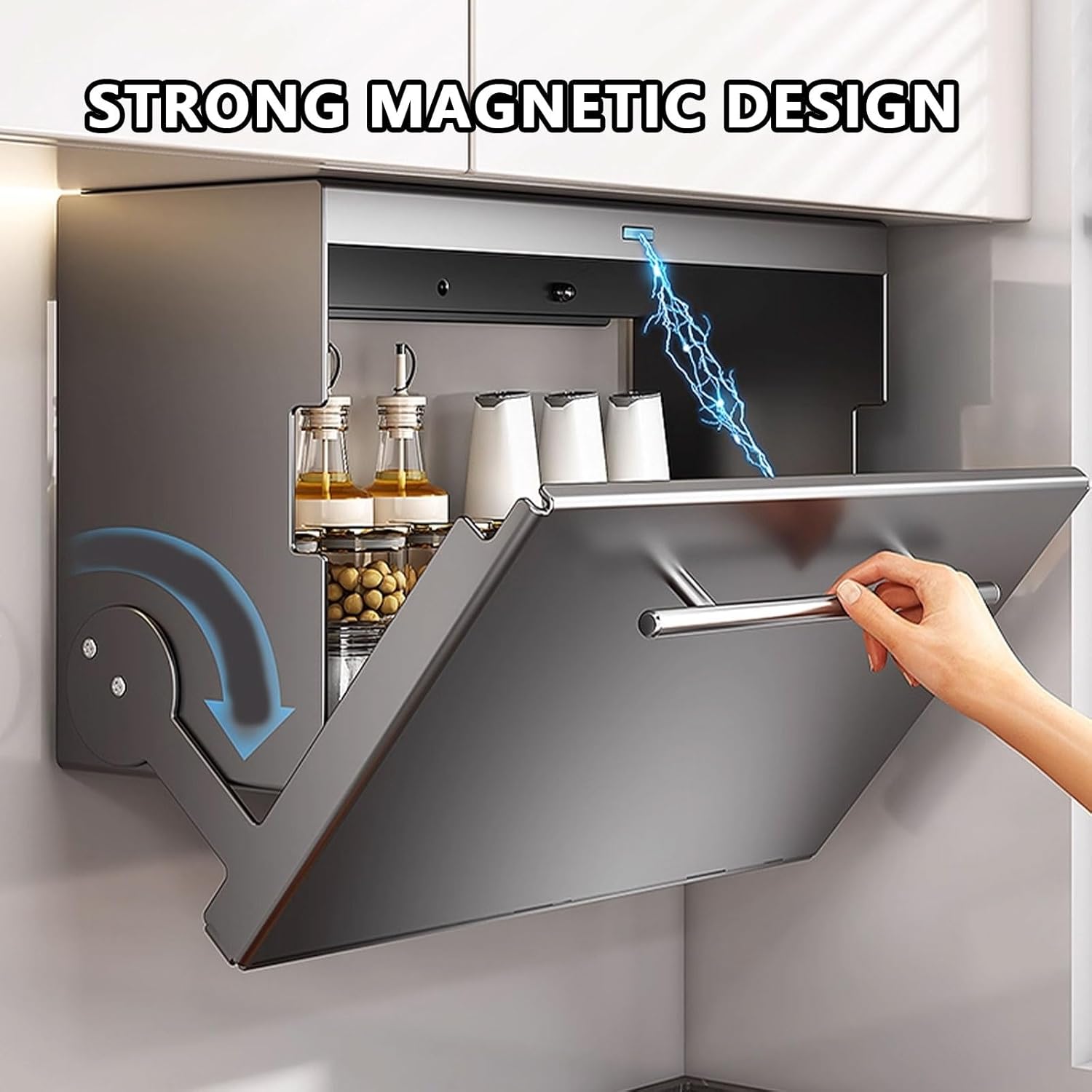 Stilvoller Wandschrank aus Metall, robuster Karbonstahl, faltbarer Deckel, 2 Installationsmodi, kompakter Badezimmer-Organizer, weiß, 40 x 19 x 39,9 cm