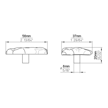 Knop Hond tin look 56mm