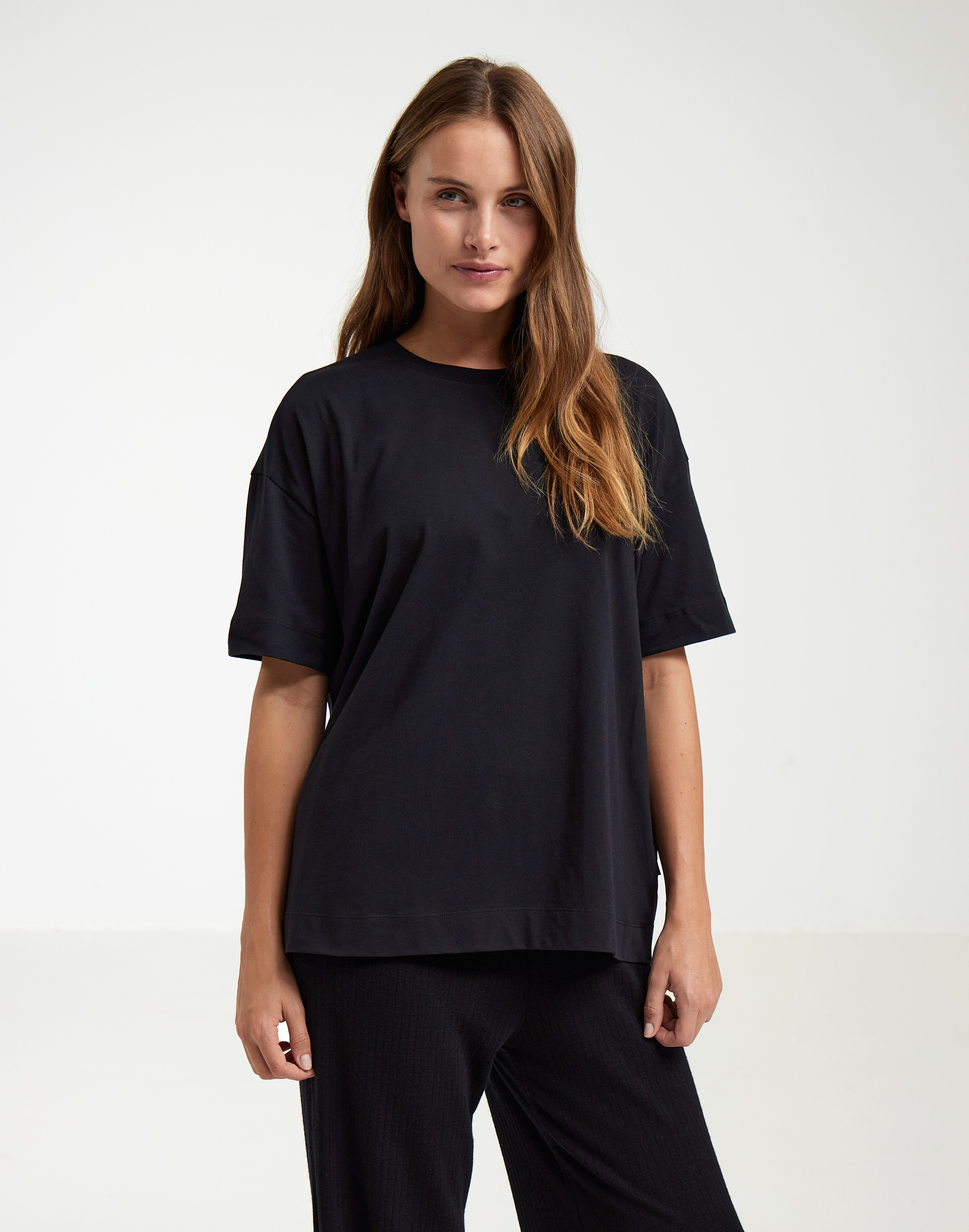T-shirt met wijde pasvorm van katoen voor dames in Caca
