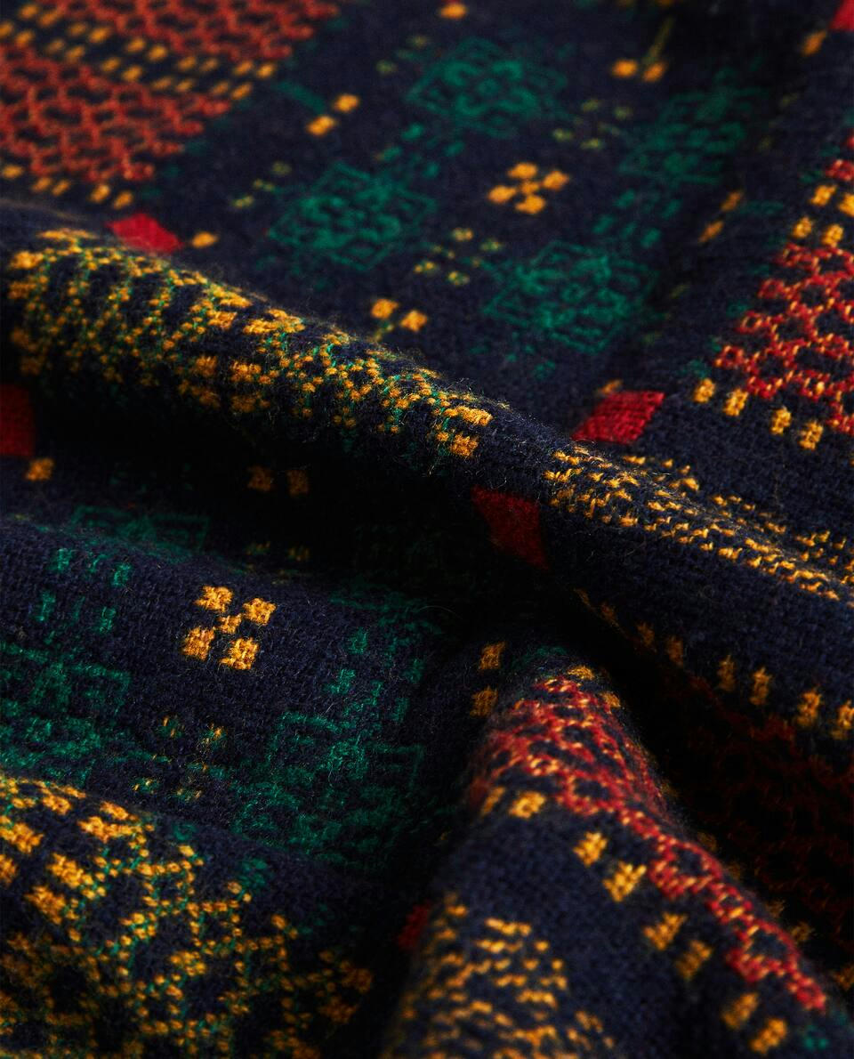 Manta de lã jacquard multicolorida para o Natal