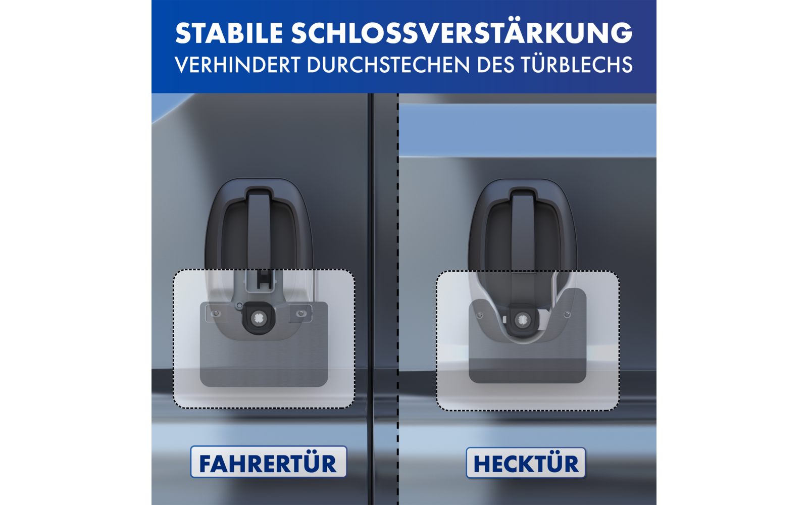 LAINFELD Einbruchschutz Prick Stop Fahrertür + Hecktür Türsicherung für FIAT Ducato, Citroen Jumper, Peugeot Boxer