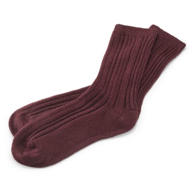 Damen-Socke gerippt, Bordeaux