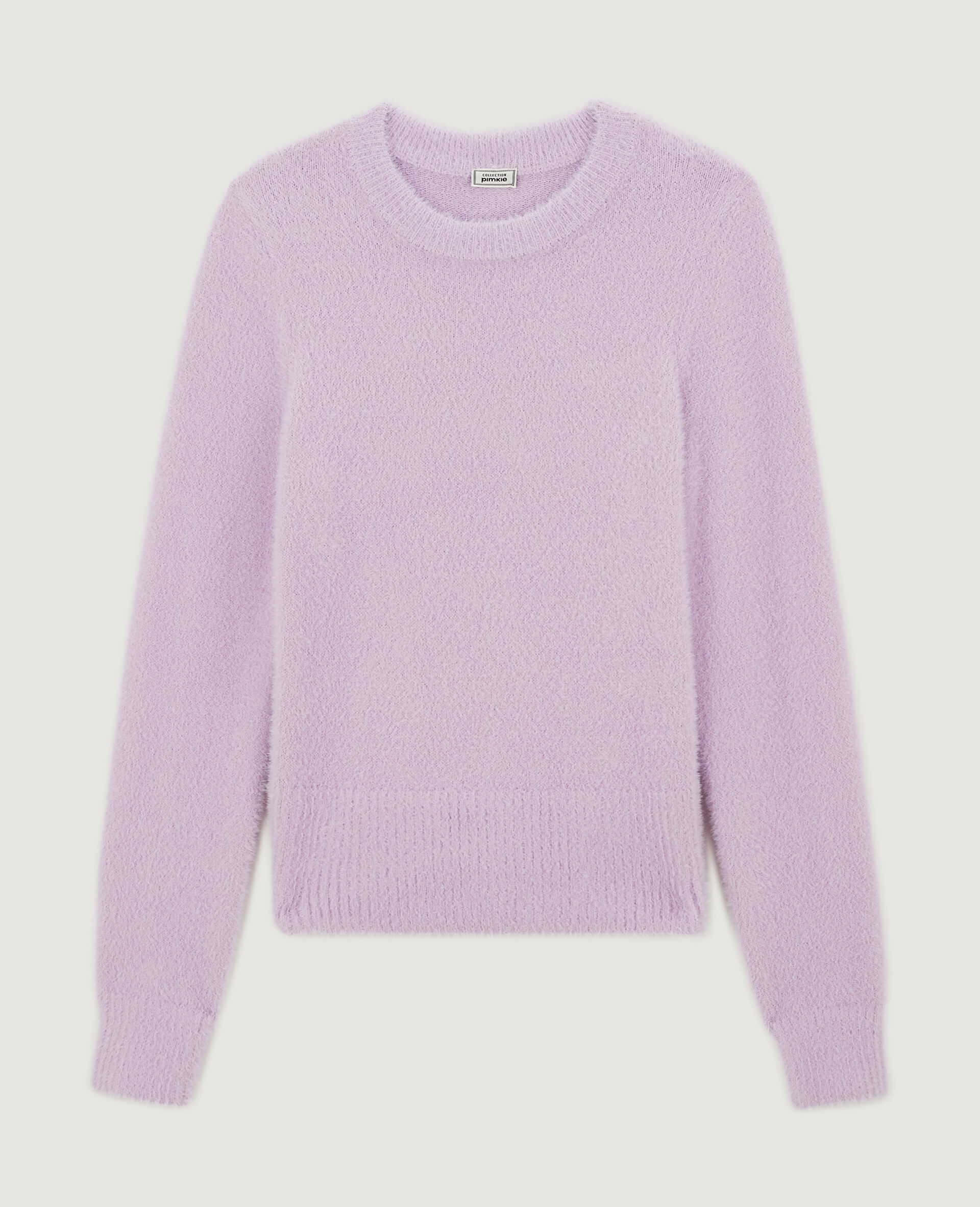 Pull en maille poilue et extensible - Lilas