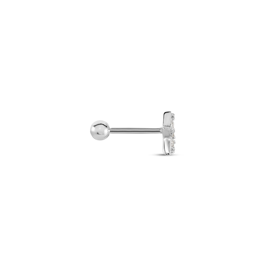 Piercing D'oreilles Unitaire Argent Blanc Eren Oxydes De Zirconium
