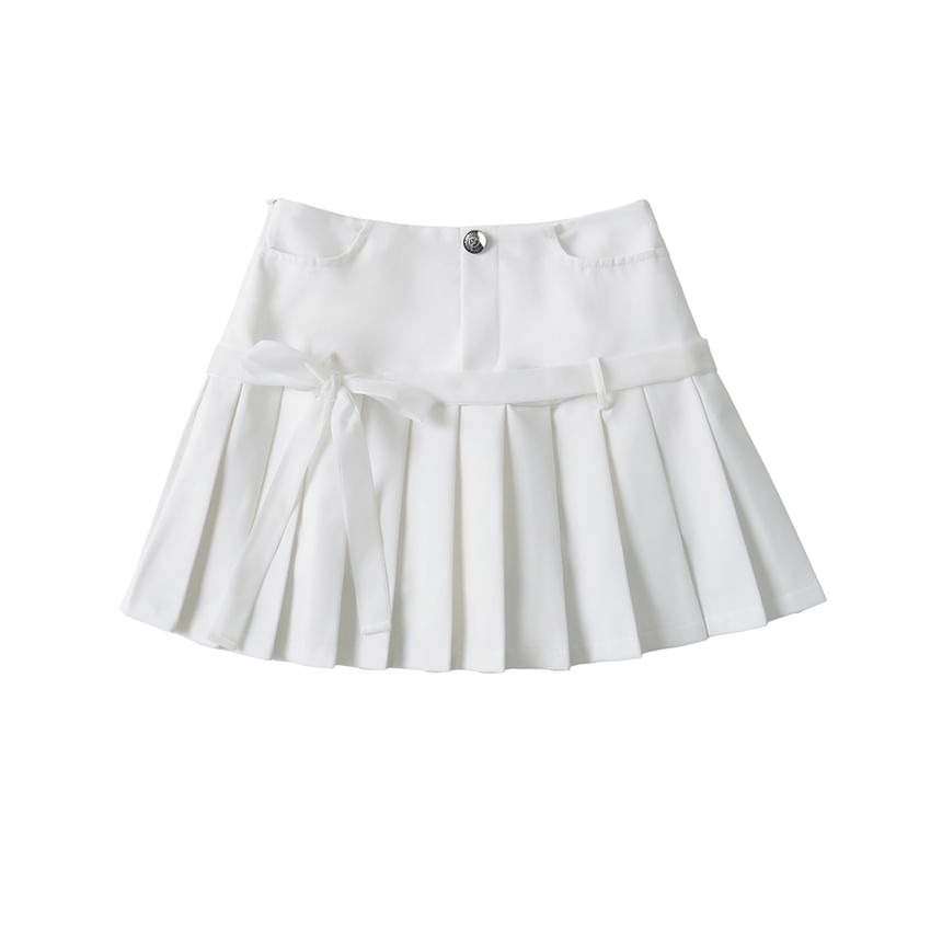 Sundine - Mini A-lijn rok met hoge taille en strikplooien