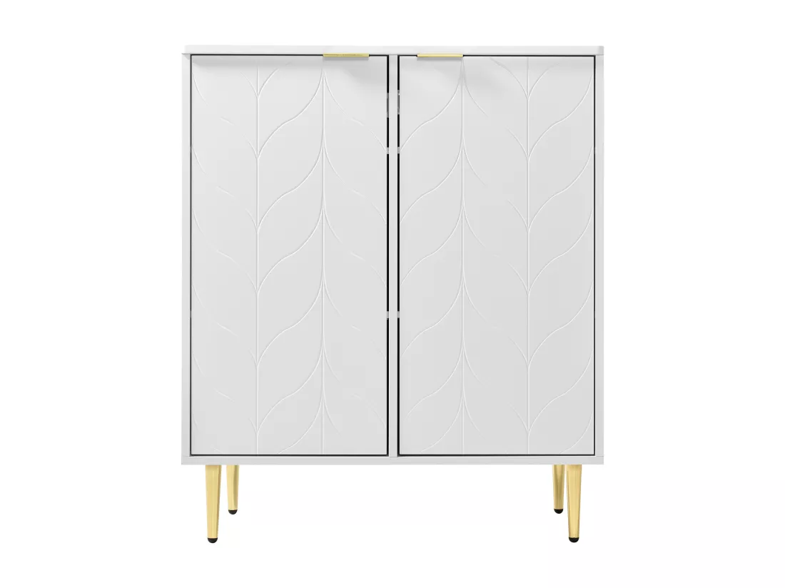 Buffet 2 portes, commode, design d'angle antichoc, 3 étagères, 6 compartiments, 75L*40P*90H, blanc