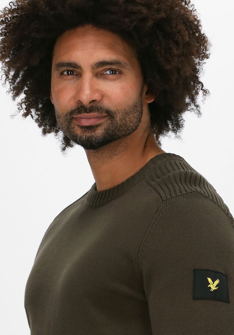 LYLE & SCOTT groene lyle & scott trui shoulder detail crew neck knit