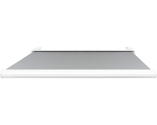 SOLUNA cassettescherm Exclusiv 2x1,5 doekdesign 320925 frame RAL 9010 verkeerswit aandrijving rechts incl. motor en wandschakelaar