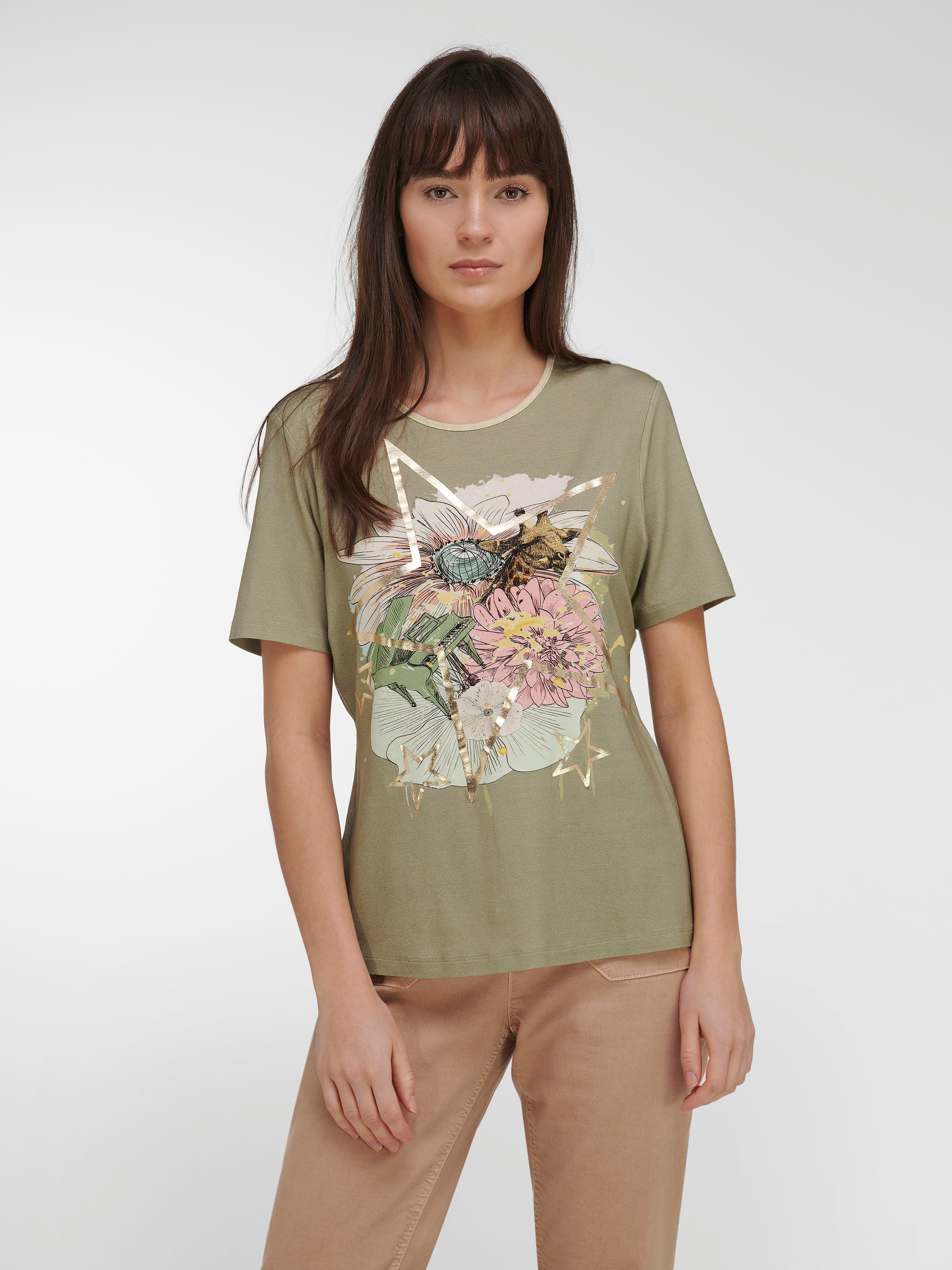 Rundhals-Shirt mit 1/2-Arm