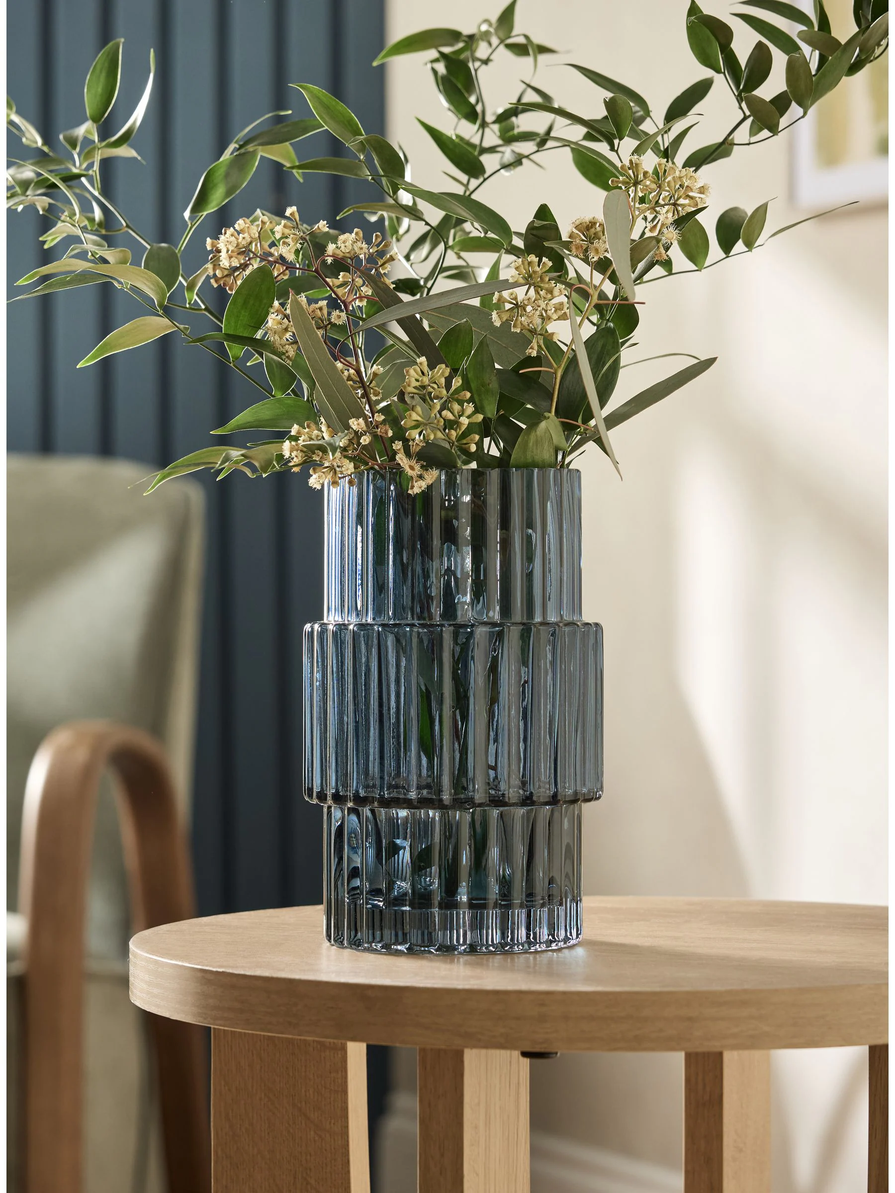 Small Ribbed Glass Vase