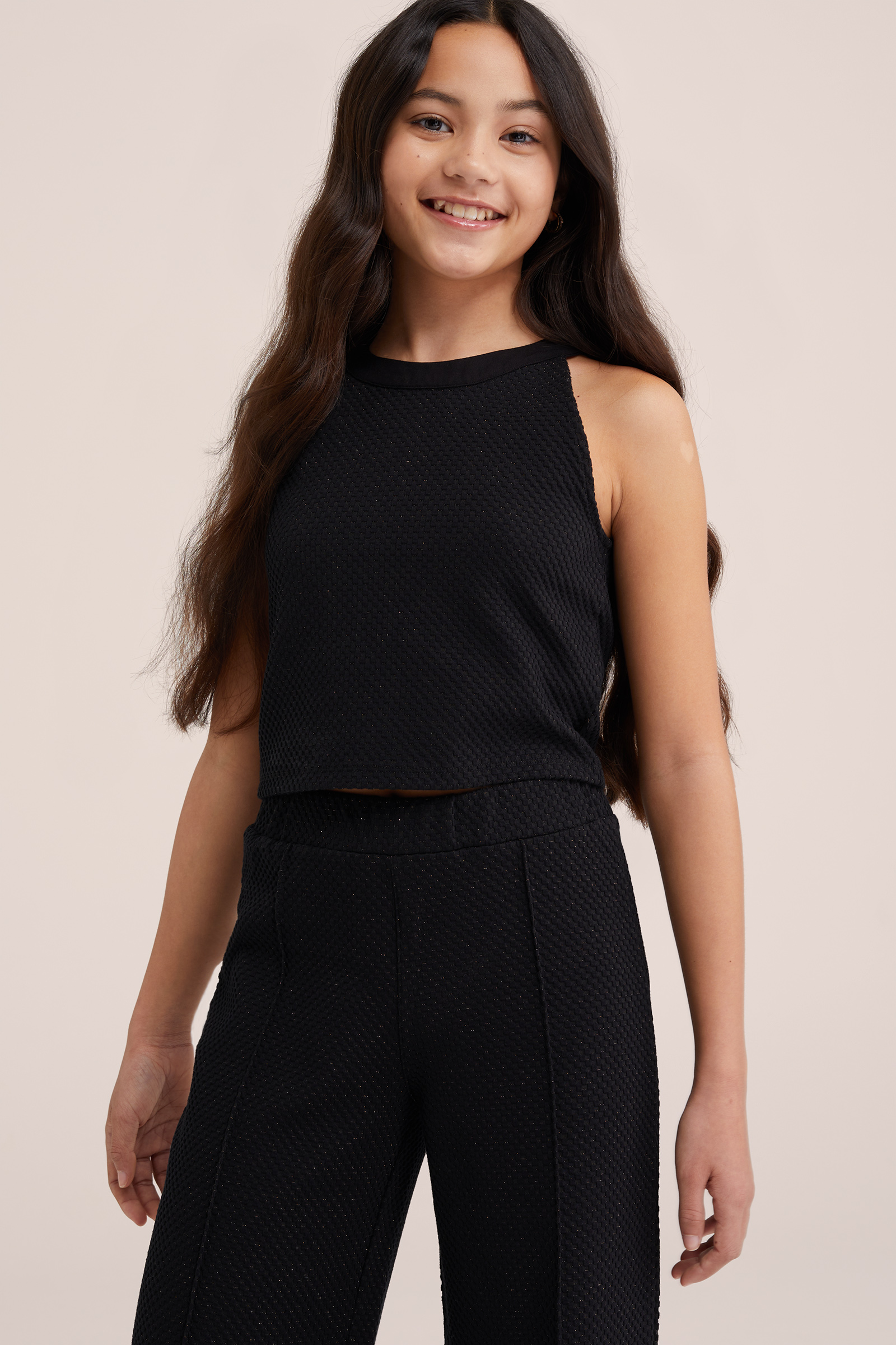 Meisjes top met structuur WE Fashion Zwart
