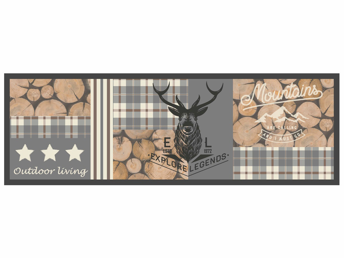 Tapis d'entrée cerf aspen gris - 50x150 cm
