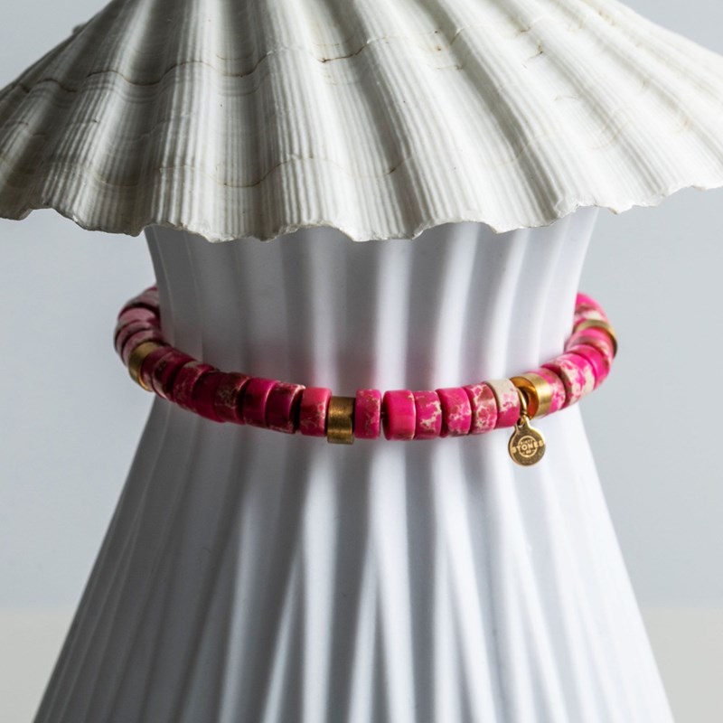 Bracelet Perles Heishi Jaspe Impérial Rose Rouge-enfant-12cm