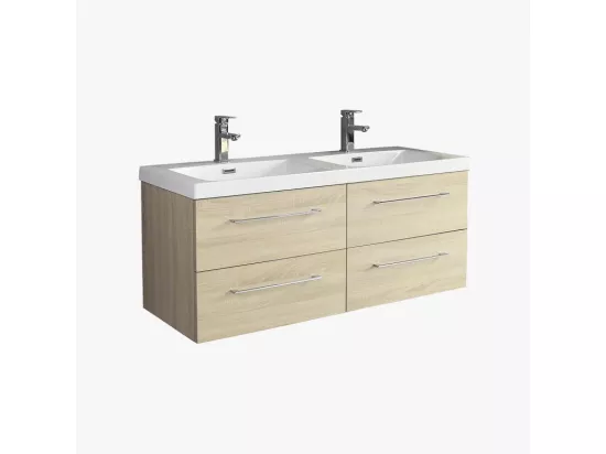 Meuble double vasque 120 cm chêne californien naturel Aquazur