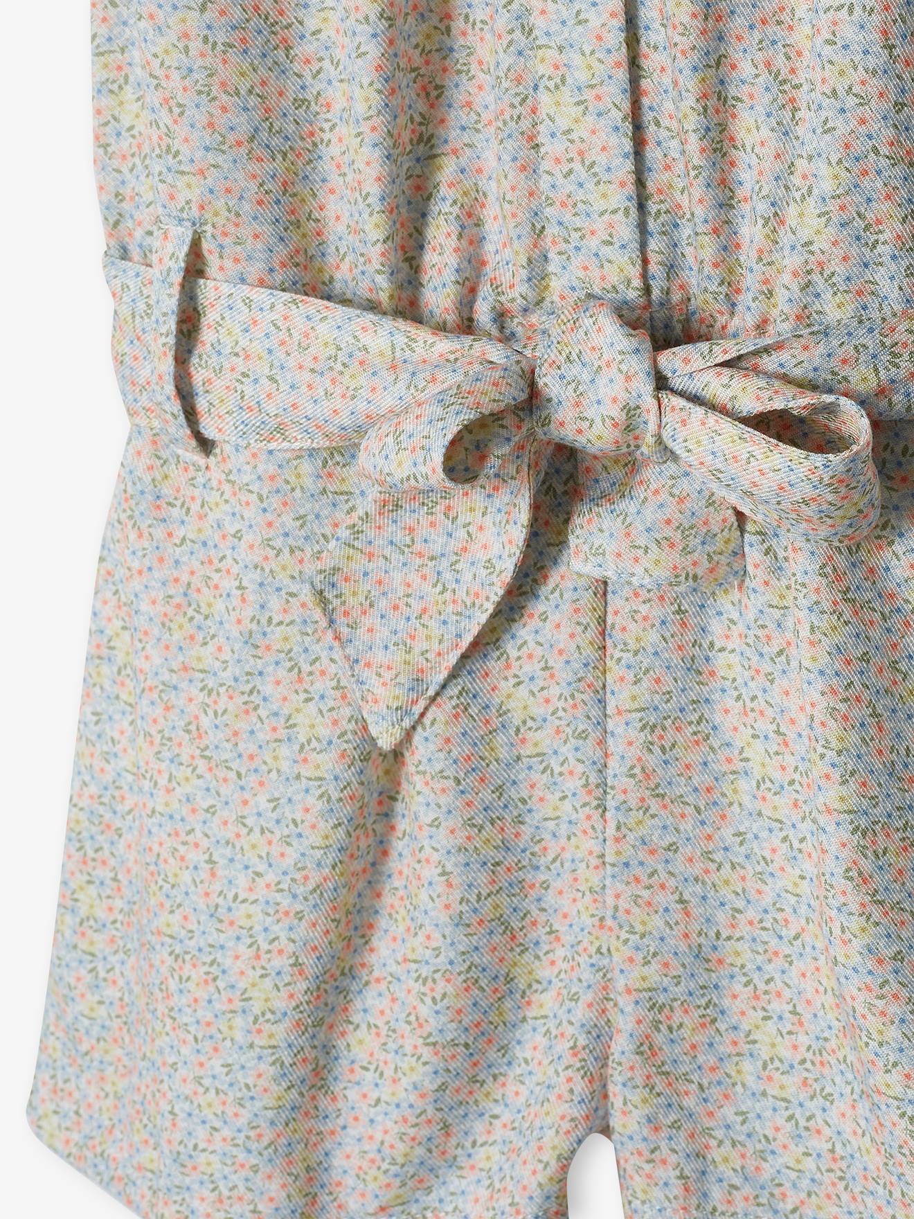 Macacão bege claro estampado com shorts para meninas