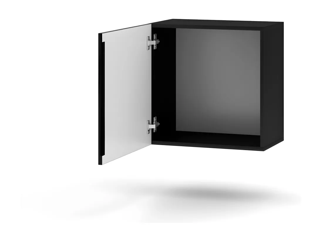 Petit meuble de rangement suspendu NEVER noir brillant 50cm
