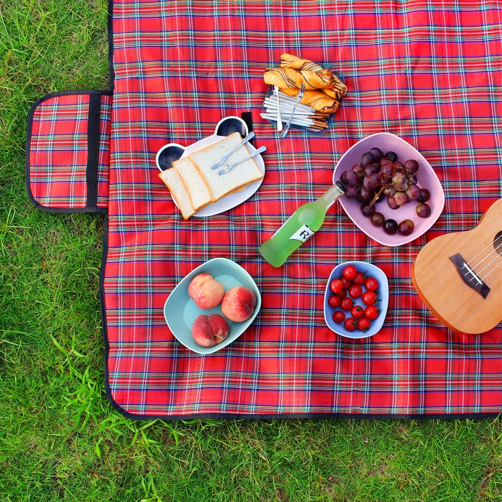 (200x150cm) Wasserfeste Outdoor Picknick Decke mit Tragegriff - Rot