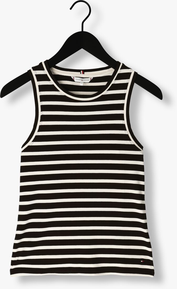 TOMMY HILFIGER zwarte tommy hilfiger top slim 5x2 rib stripe tank ns