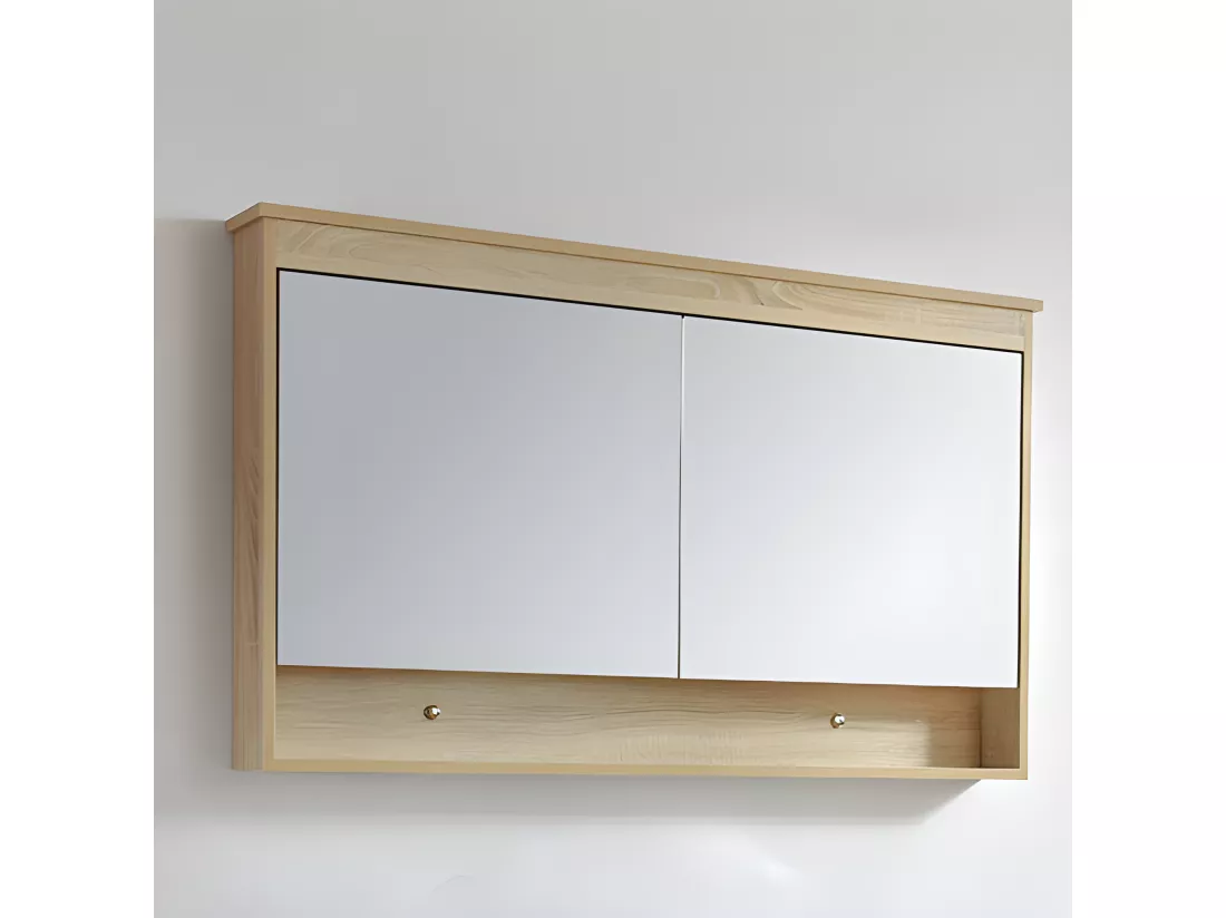 Armoire de toilette bloc-miroir 120 cm TYPO finition mélaminé chêne 114 cm