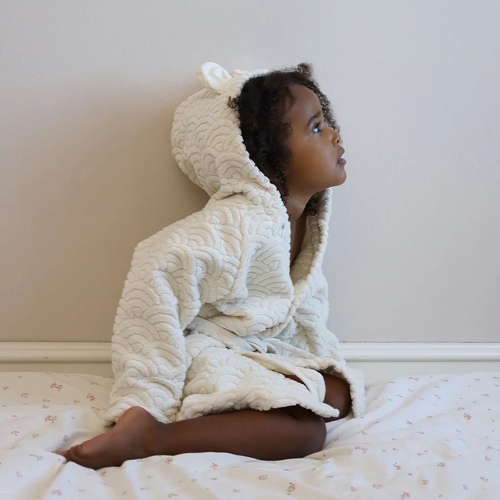 Håndklæde med hætte og ører, Junior - GOTS Off-White