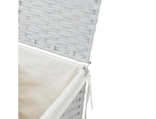 VIDAXL - Panier à linge avec couvercle blanc 46x33x60 cm résine tress...