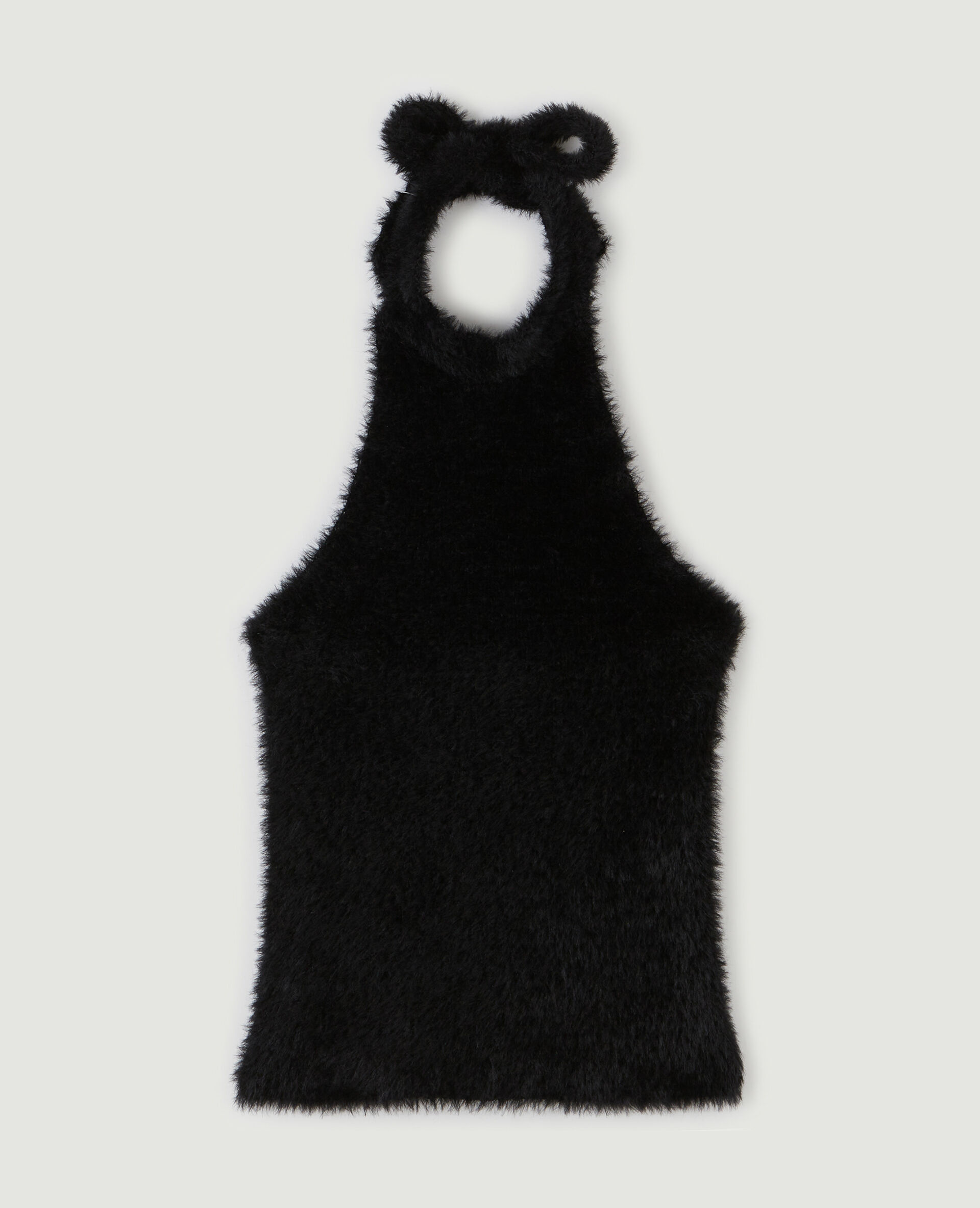 Top dos-nu en maille poilue - Noir