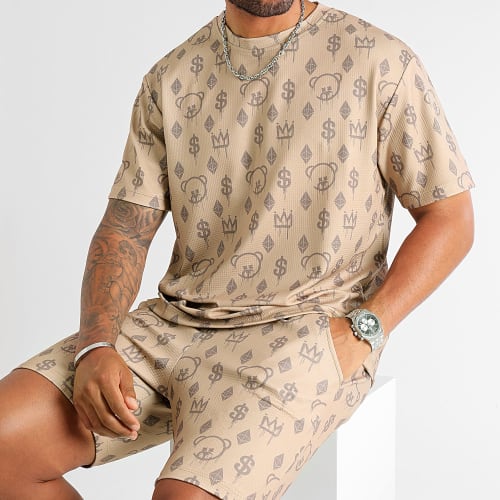 Ensemble Tee Shirt Oversize Et Short Jogging Maison de Couture 0055 0058 Camel