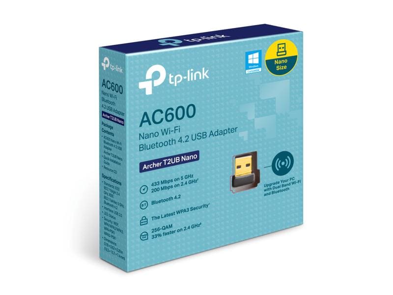 TP-Link WLAN-AC USB-Stick Bluetooth Archer T2UB Nano USB 2. AC600 Nano Wi-Fi Bluetooth 4.2 USB-Adapter – Wi-Fi und Bluetooth in Einem