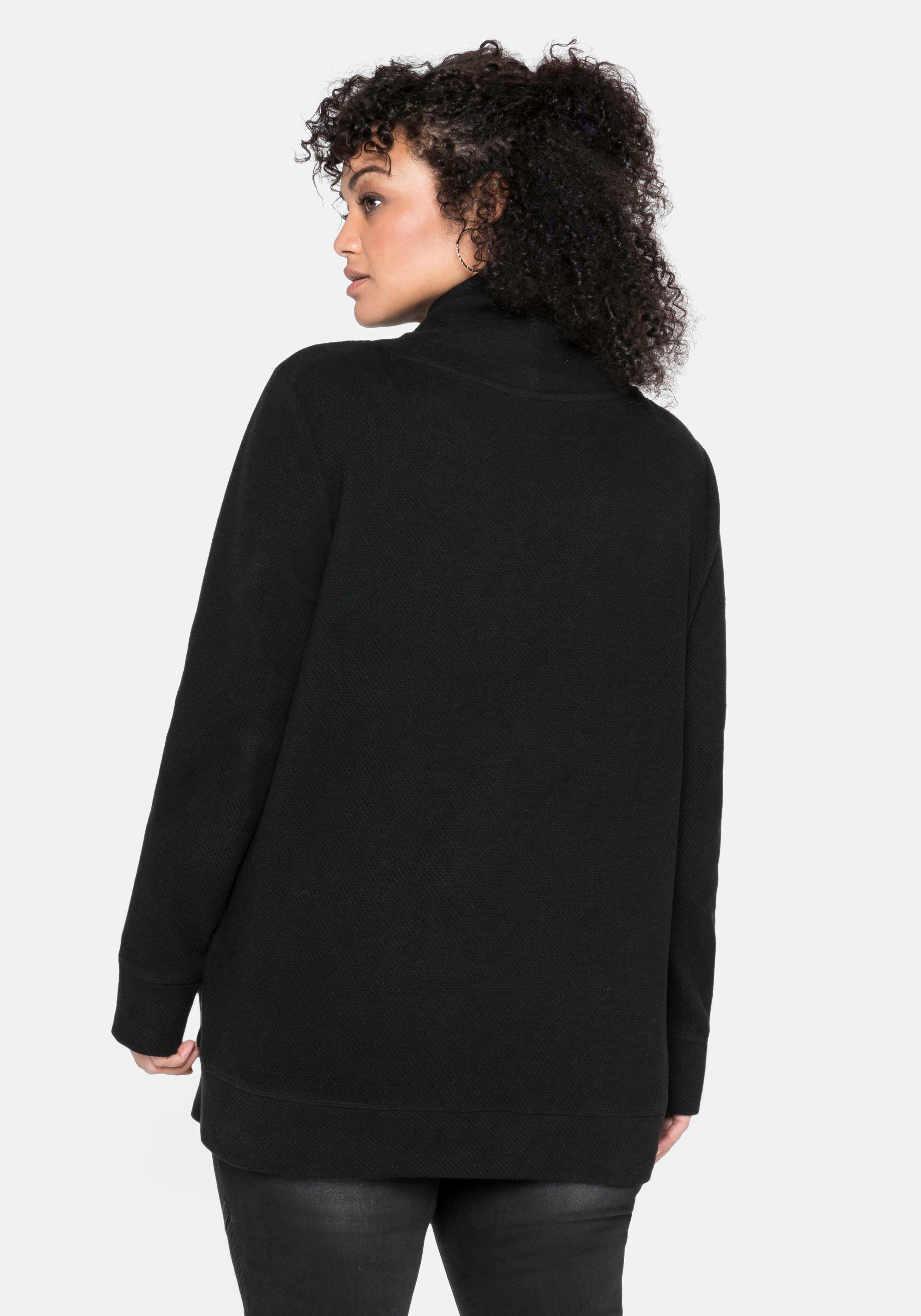 Sweatshirt mit Stehkragen, in Waffelpiqué-Optik