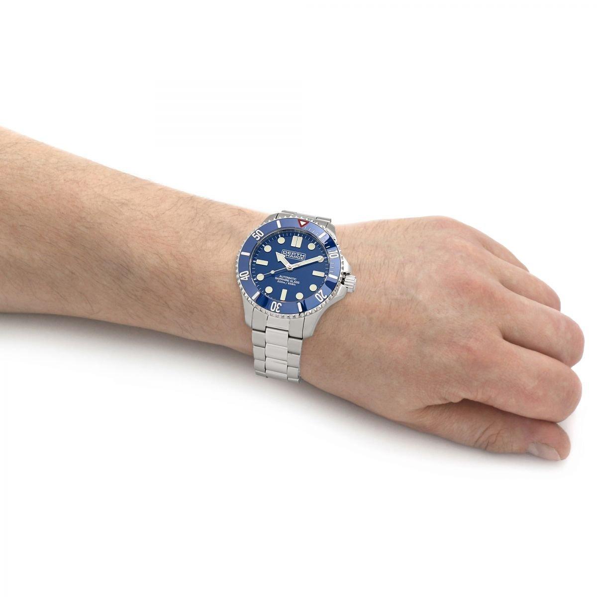 Depth Charge Stainless Steel Blue Dial Dive Watch