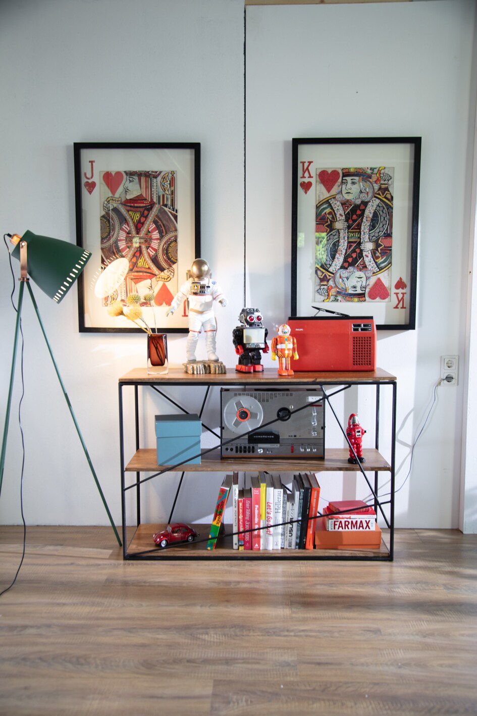 Standregal Mangoholz Metall Regal Bücherregal Kommode Sideboard Metallregal