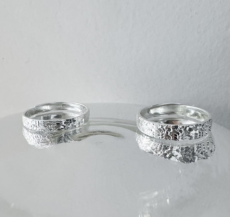 Kopesh - Bijpassende getextureerde sterling zilveren ring / set