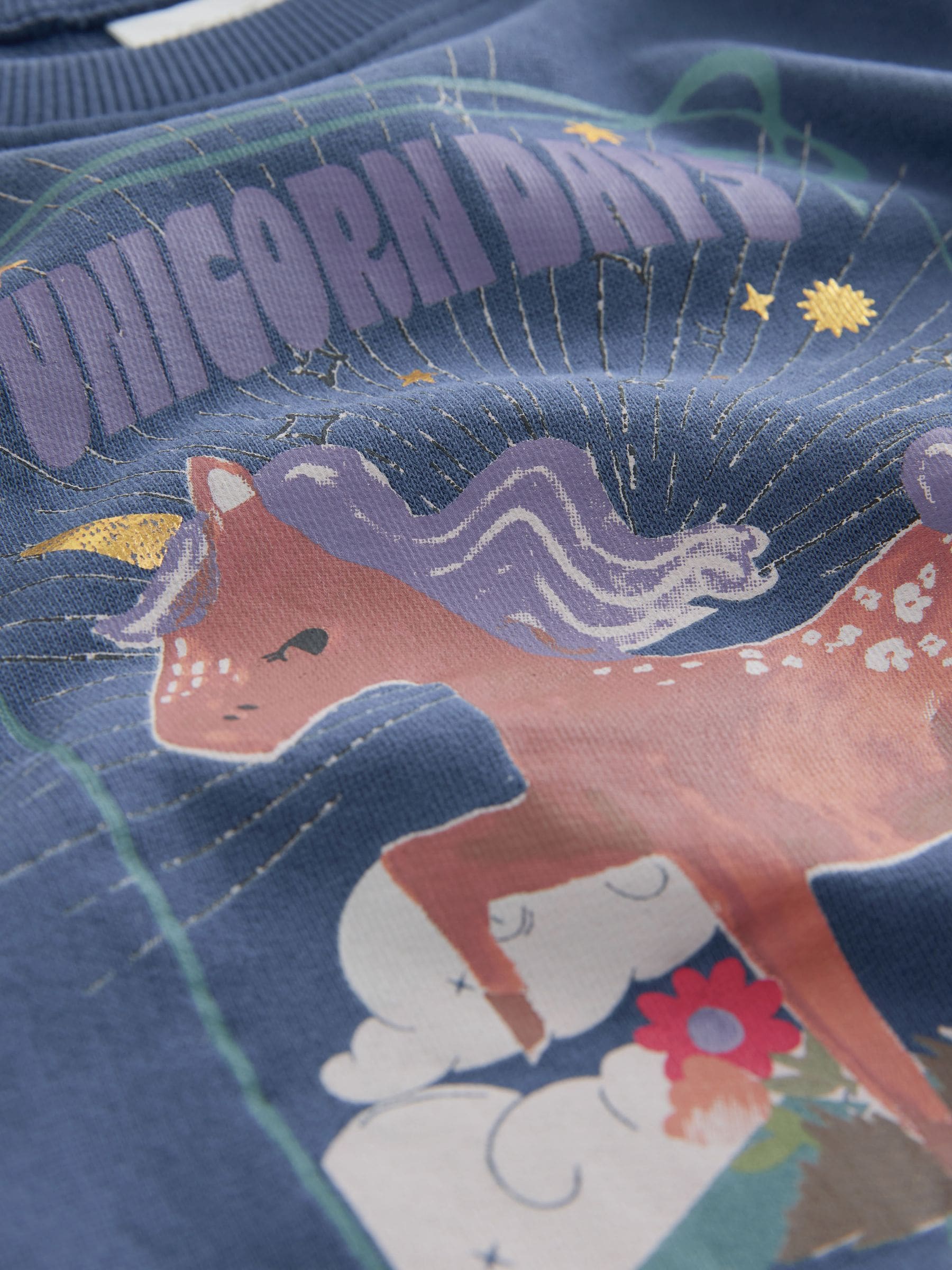 Paars met eenhoornprint - T-shirt met lange mouwen (3 mnd-7 jr)