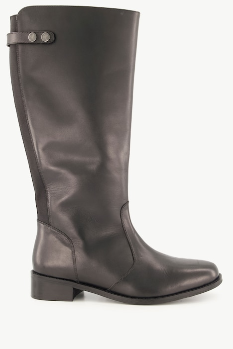 Lederstiefel, XXL-Schaft, Druckknopf-Riegel, Weite H