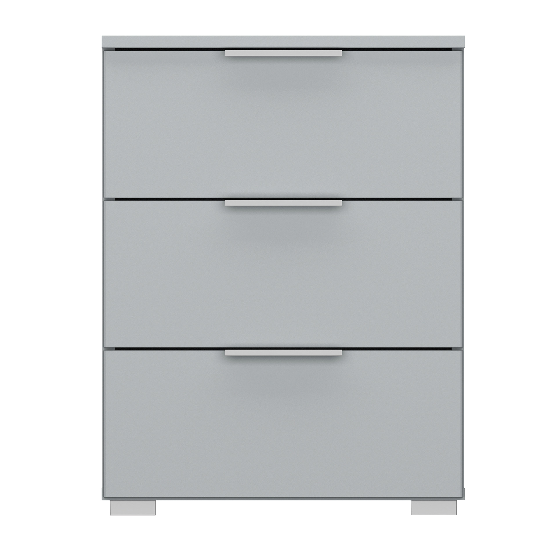 Nachttisch - seidengrau - 3 Schubkästen - 47 cm