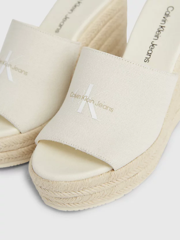 Sandálias espadrille de lona com salto plataforma