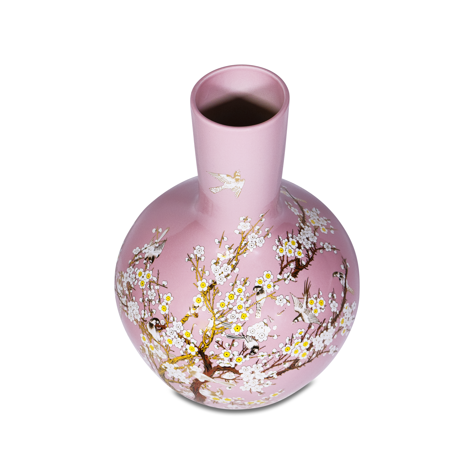 Bloemenvaas geel L Vaas roze bloemen L
