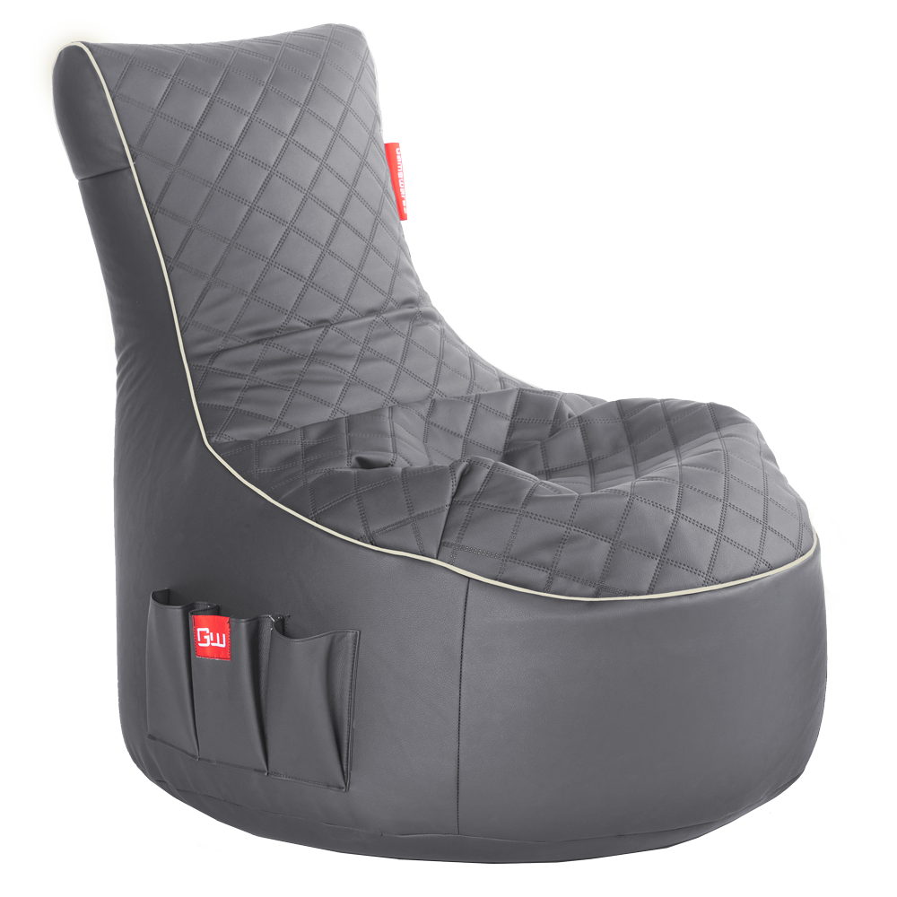 Gaming Sitzsack Bundle Classic - Kunstleder Granite Hurricane (Hellgrau/Weiß)