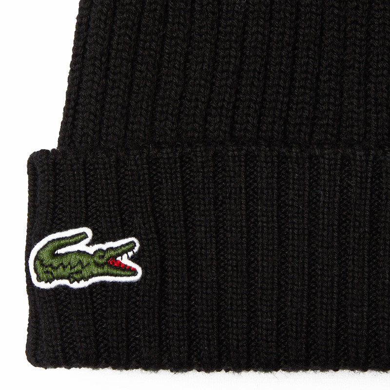 Bonnet Lacoste unisexe en laine coloris noir