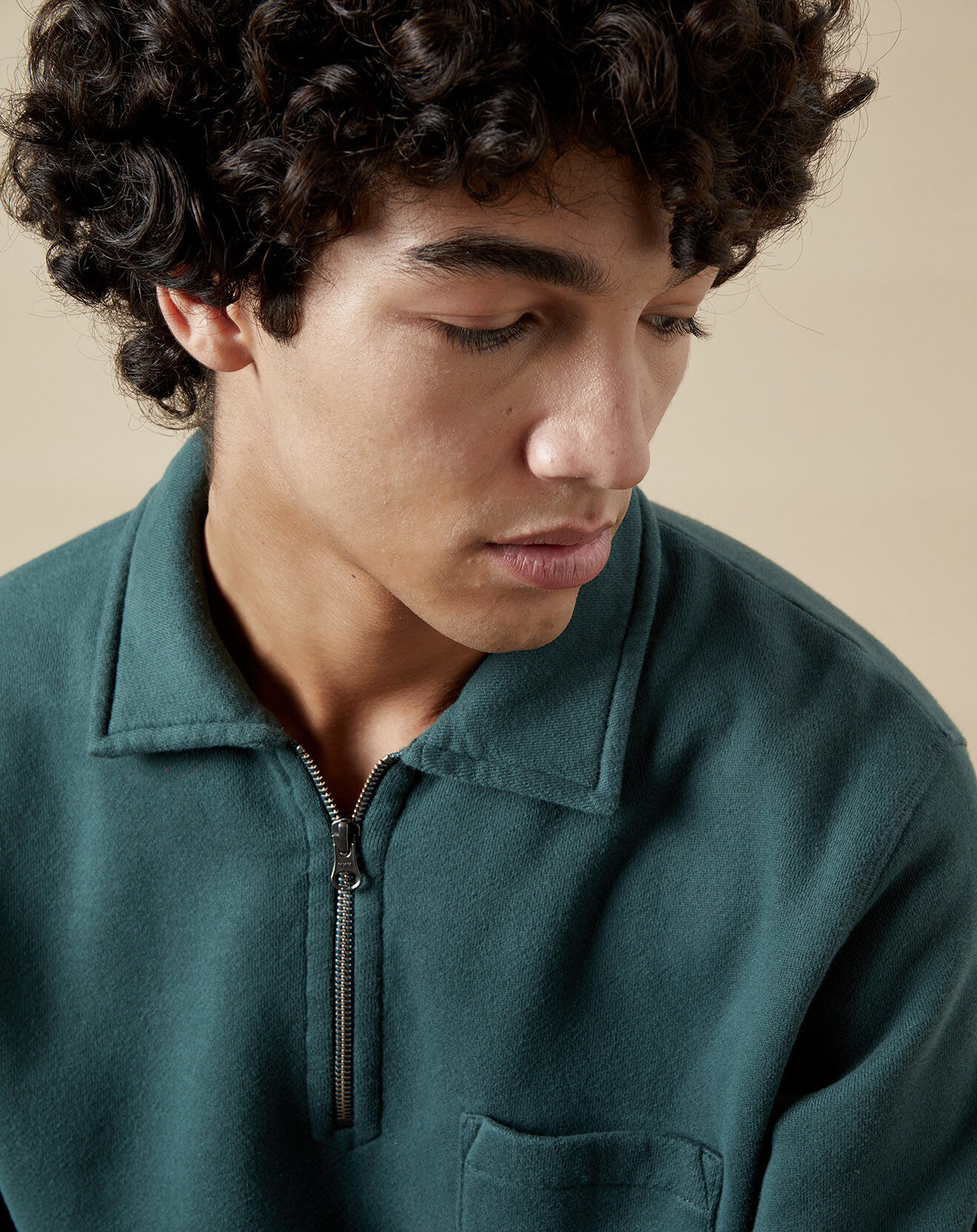 Hartford Sweat polo zipper vert bouteille