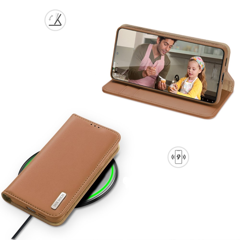Samsung Galaxy S23 5G Flip Wallet Cover Echtleder Tasche (RFID Schutz) - Braun