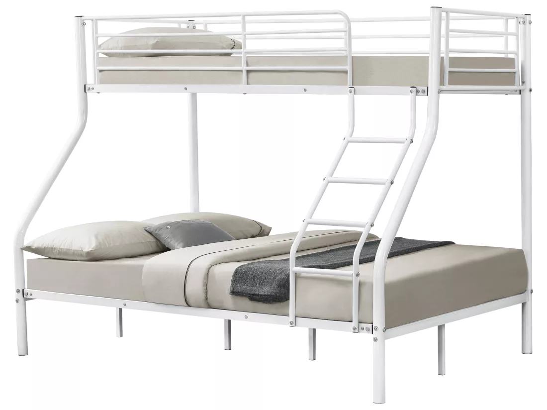 Cadre de lit superposé métal pour 3 Personnes 210 x 148 x 168cm Blanc [neu.haus]
