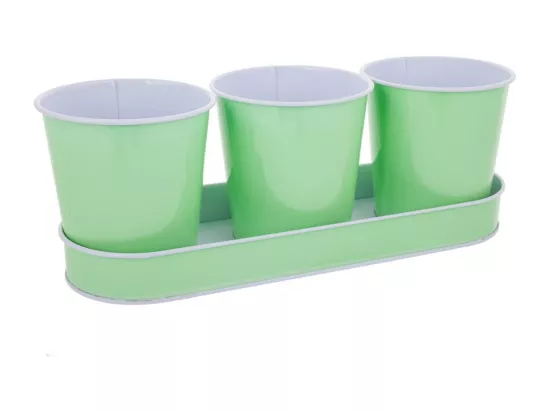 Plateau et 3 cubes en métal verts