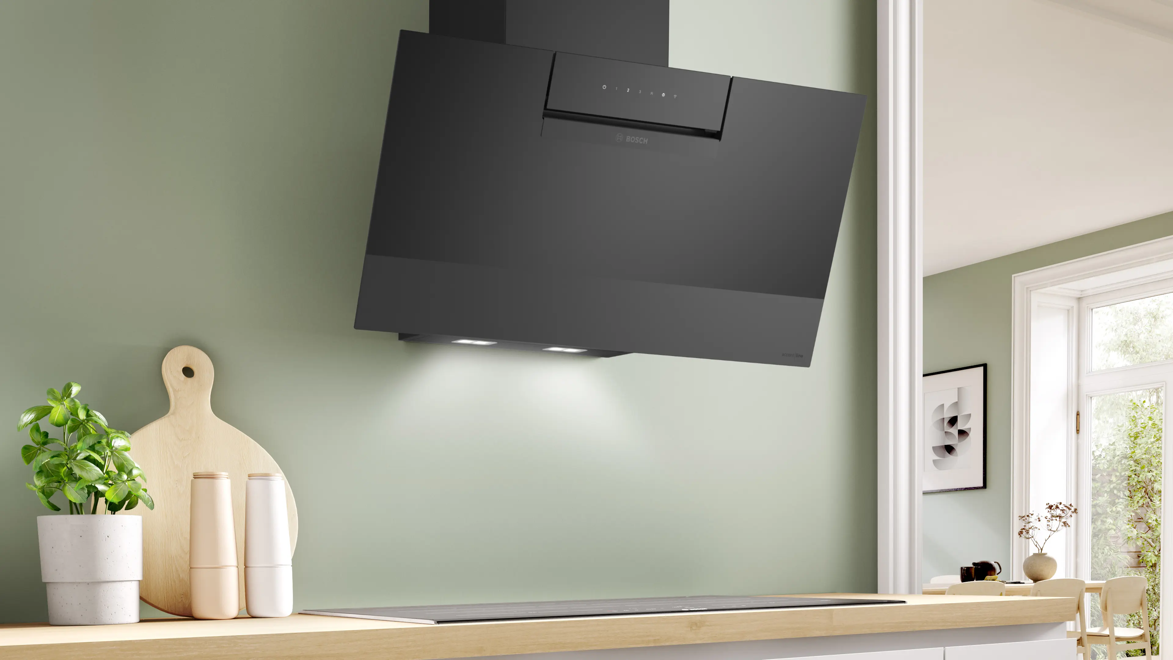 Serie 4 Wandschouwkap 80 cm zwart glas, Zwart