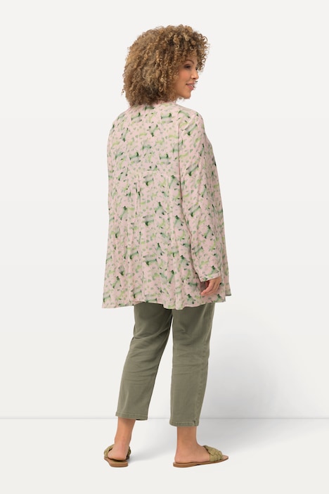 Bluse, bedruckt, A-Linie, Carree-Ausschnitt, Langarm