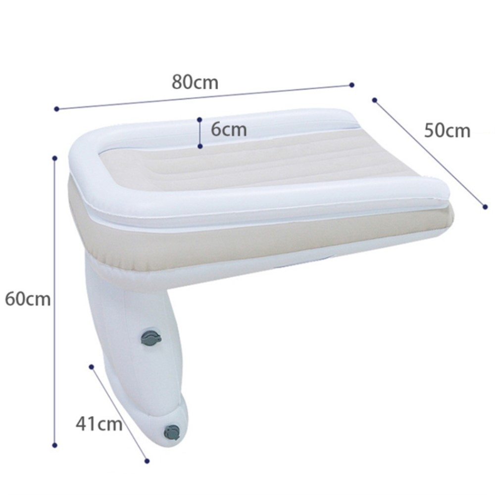 (80x50cm) Aufblasbares Kinder Reise Bett Schlaf Sitzauflage mit Luftpumpe   Tragetasche - Beige / Weiss