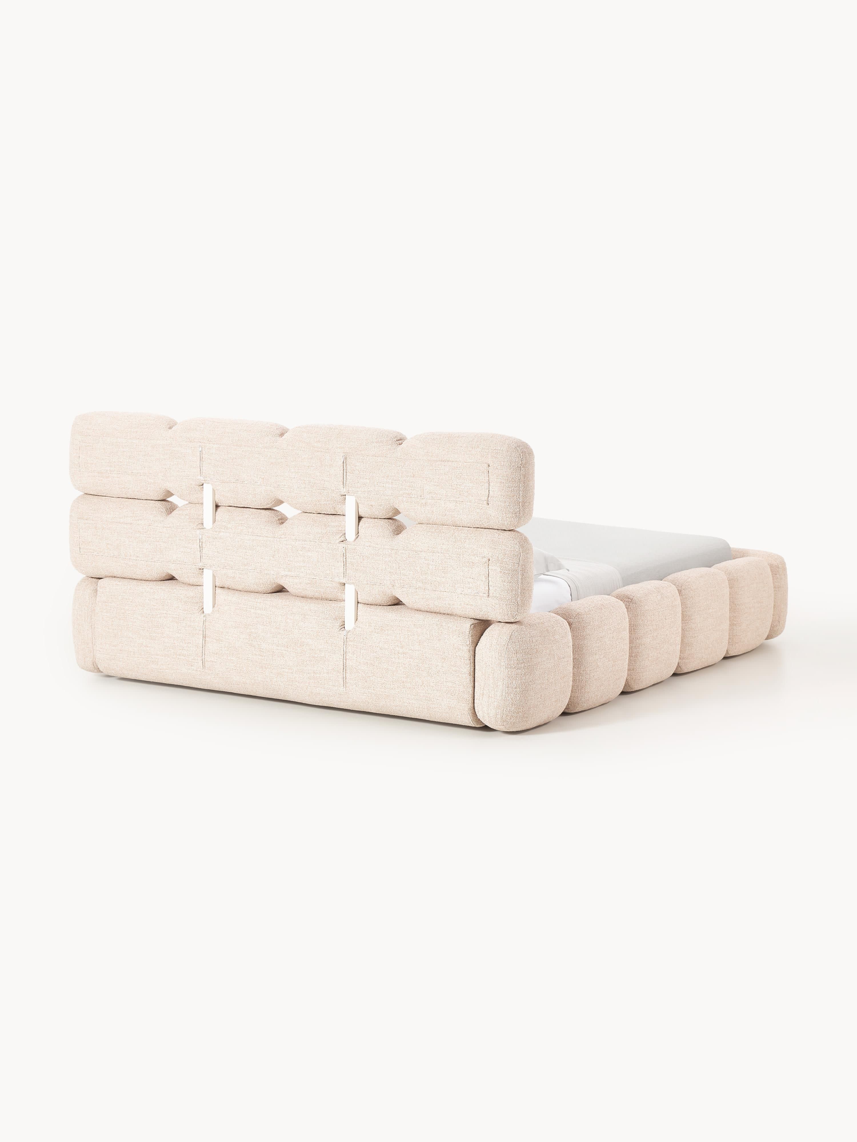 Gestoffeerd bed Tayla van bouclé met opbergruimte