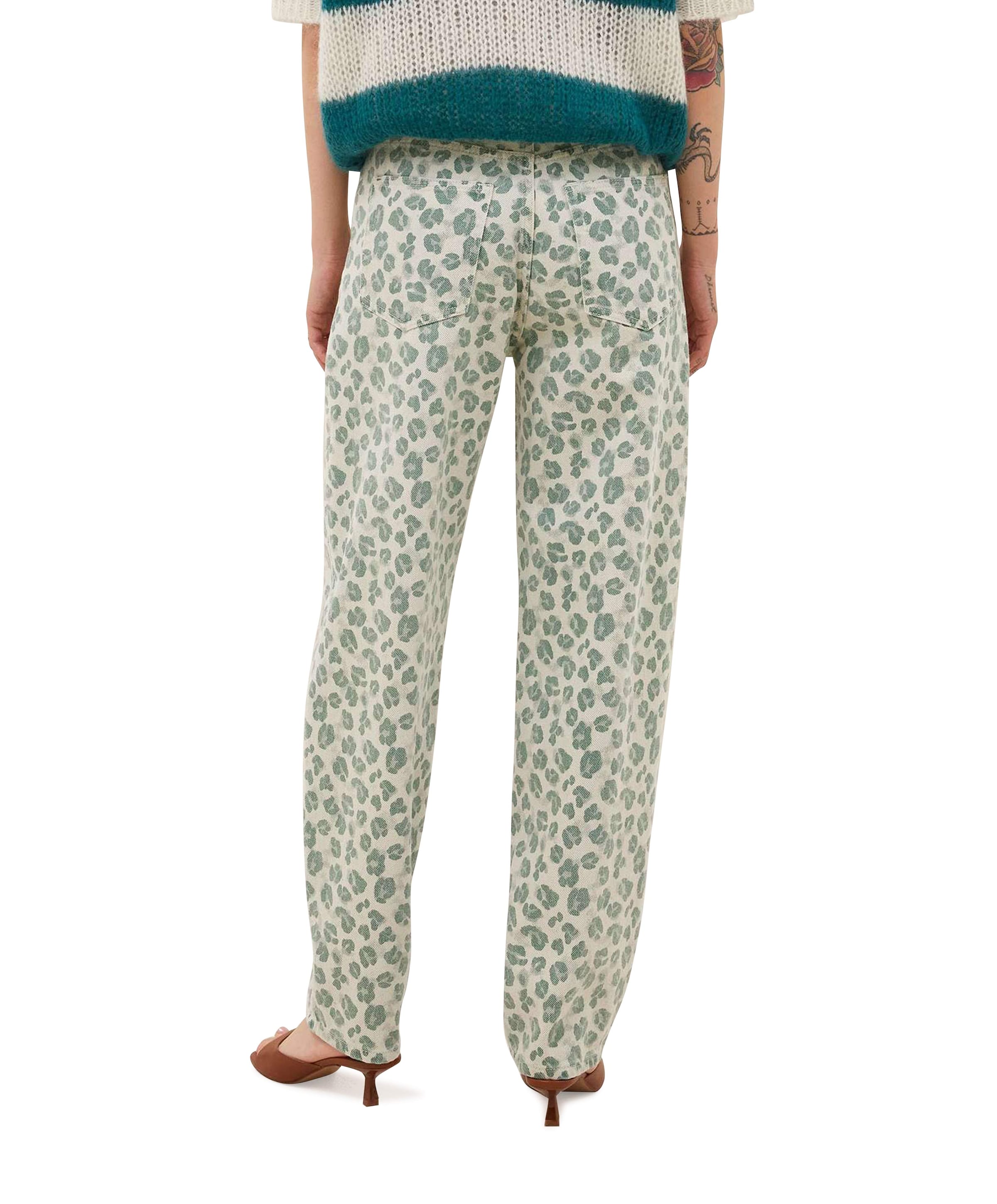 by-bar lew green cheetah dames broek groen